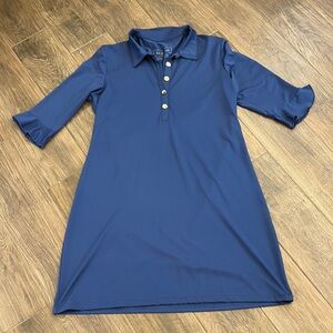 Anaclare Navy Blue Polo Dress with Gold Buttons. Size large.